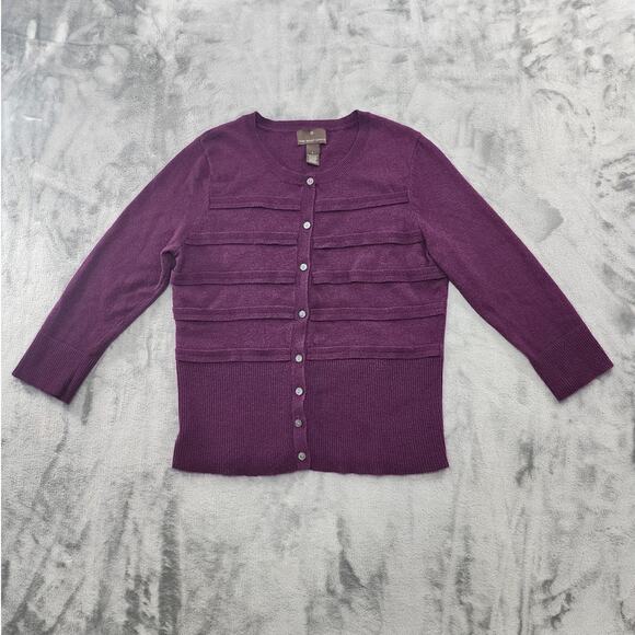 Fenn Wright Manson Sweater Women L Purple Angora Wool Blend Crop Sleeve Cardigan - Picture 1 of 8